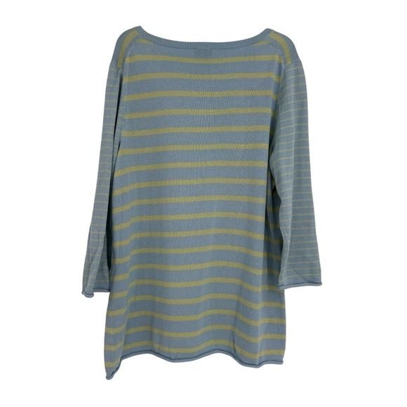 Talbots Women’s Sweater Silk Cotton Size 1XP Blue Stripe Pullover 3/4 Sleeve - Picture 2 of 8